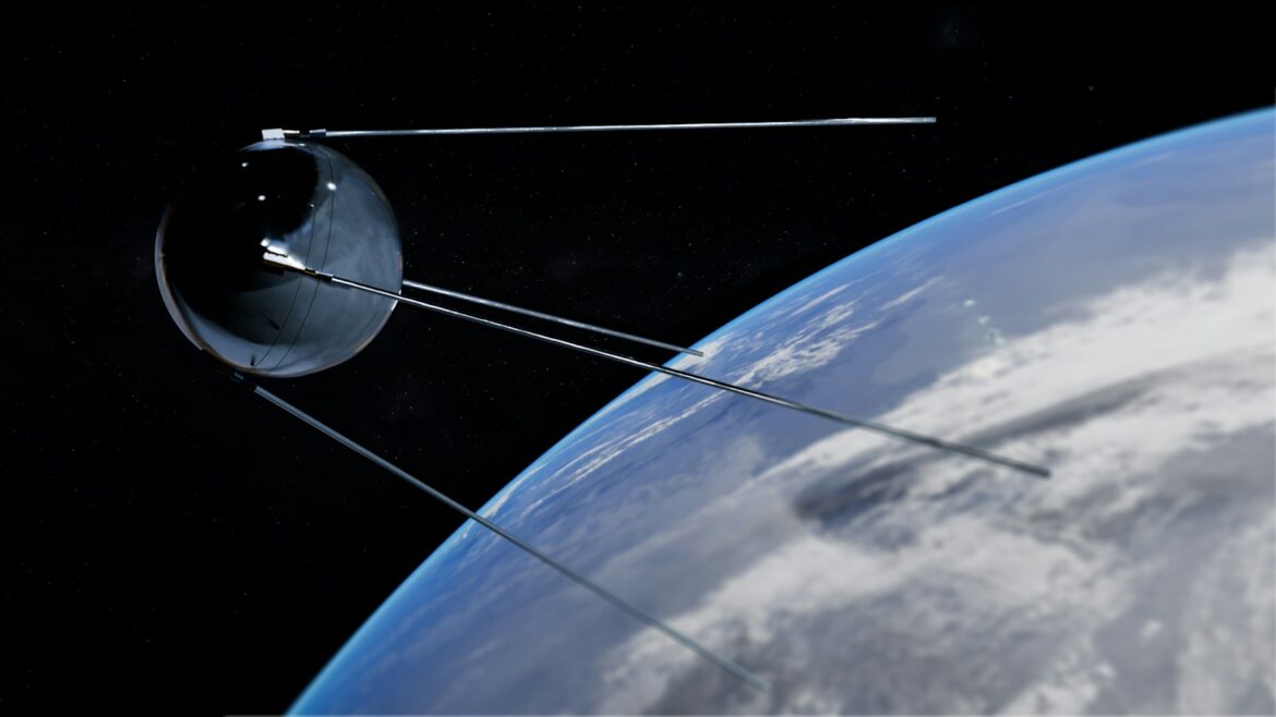 Satellite orbiting Earth illustrating concerns over military weapons and security in outer space